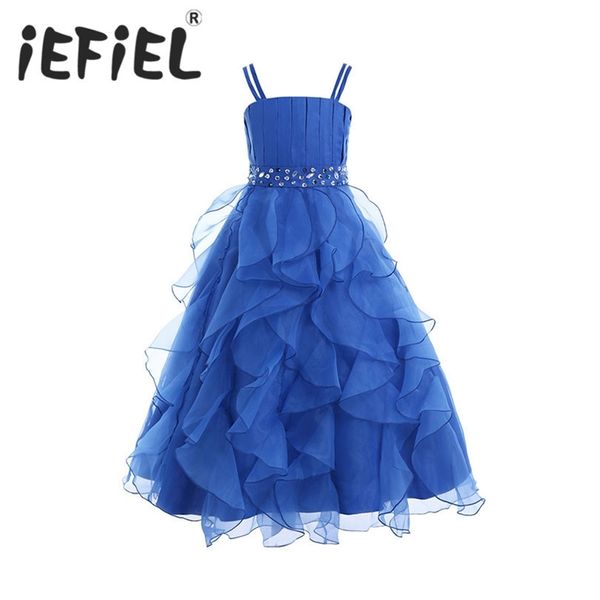 

iefiel kids girls embroidered flower bow formal party ball gown prom princess bridesmaid wedding children tutu dress size 4-14y t200709, Red;yellow