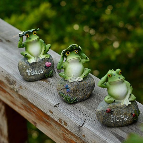 

decorative objects & figurines 3 pcs set wholesale french country garden animal ornaments gardening pond landscaping frog decor miniatures f