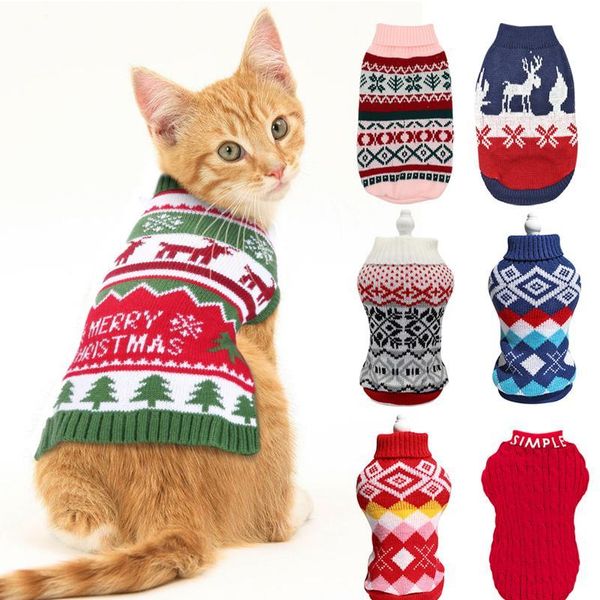 

christmas pet cat sweater winter warm clothes for small medium dogs cats puppy kitten outfit knitted clothing cat cost bbyctt