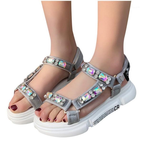 

sagace women sandals flat summer wild with rhinestones fashion sports ladies sandals light and comfortable females beach shoes1, Black