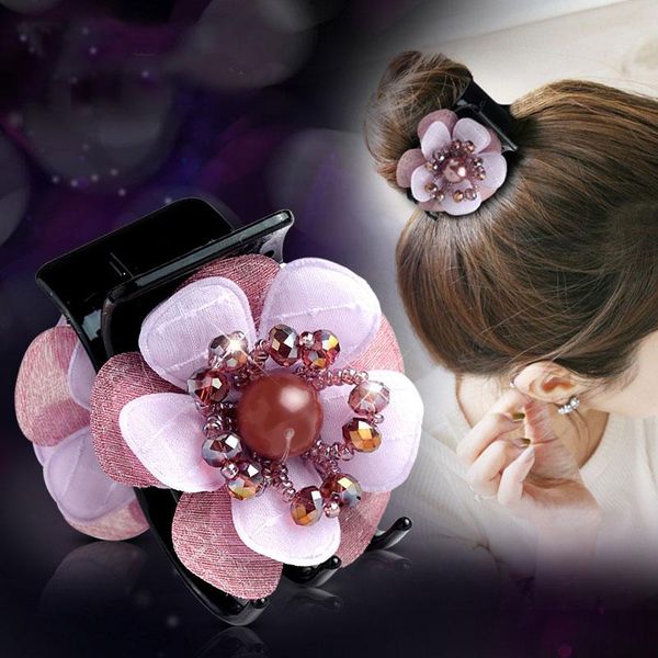 

crepe hairpin grab headgear medium crystal hair scratch korean fabric hair accessories clip, Golden;silver
