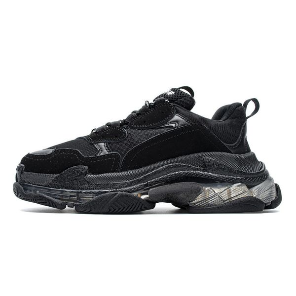 

men triple s shoes clear sole sneaker crystal cushion outsole paris 17fw black white green blue retro ladies platform women designer casual
