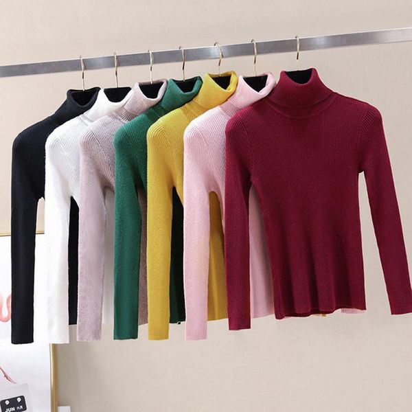

women basic sweaters 2021 autumn winter slim fit women pullover solid knitted pullover sweater jumper soft warm pull femme, White;black