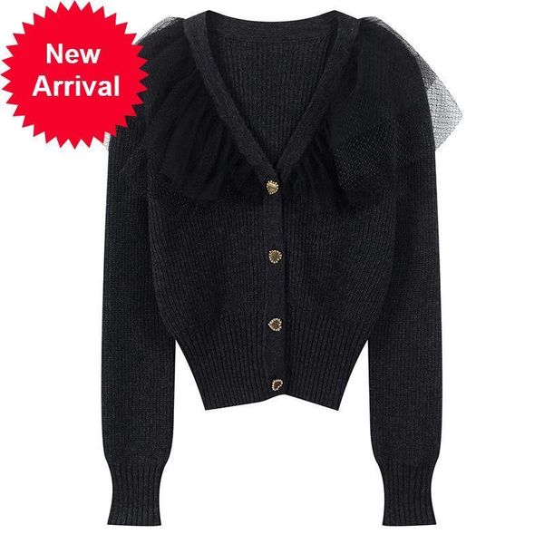 

new black 2021 malcolm decorate v deep single-breasted babes malha cardigan women long-sleeved autumn sweatpants ubjl, White;black