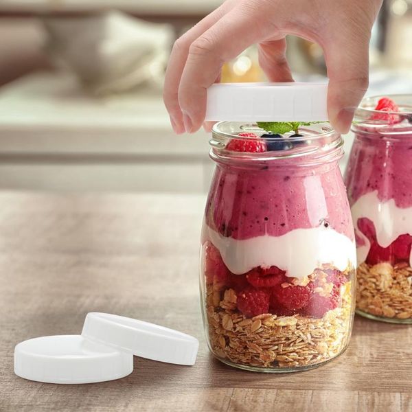 

storage bottles & jars 10pcs 86mm mason jar lids unlined ribbed plastic cup lid for regular mouth cannings leakproof bottle caps cover