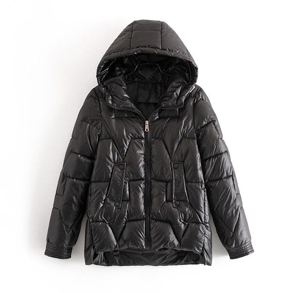 

women's down & parkas arrival women winter jackets hooded thick warm cotton coats solid zipper padded pocket cold outwear, Black