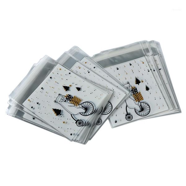 

100 pcs plastic gift bag candy goodie bags deer bear packaging bag snowflake crisp flower biscuit packaging1