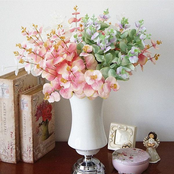 

artificial eucalyptus branch watercolor silk leaves for autumn fall home garden wedding decoration fake plant faux foliage1