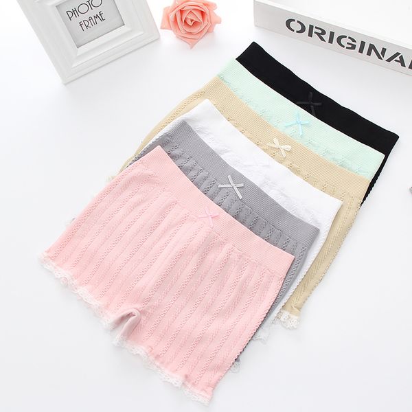 

3Pieces/Lot Women Safety Shorts Pants High Waist Panties Seamless Boxer Shorts Boyshorts Girls Slimming Underwear Sexy Lace Underpants, Yellow