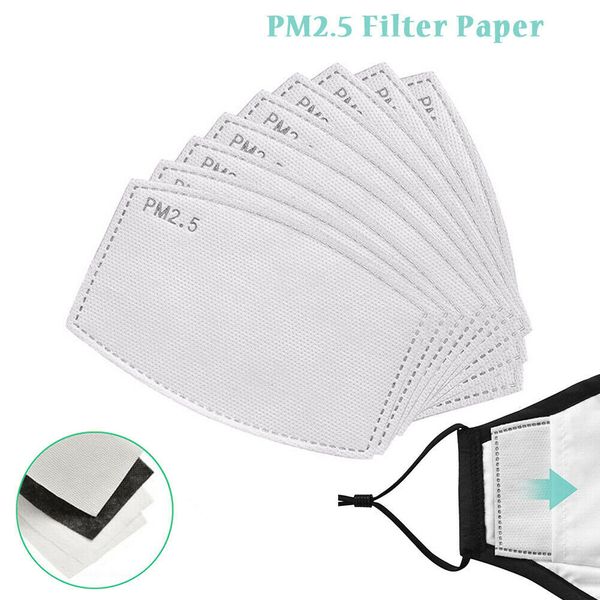 

100 pcs anti pm2.5 activated carbon mask filter 5-layer safety masks insert breathing mouth mask filters for haze allergies pollen