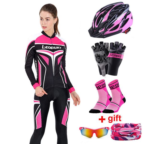 

autumn spring long sleeve women cycling clothing mtb pro team jersey bike riding suit breathable bicycle dress ladies sportswear c0123, Gray