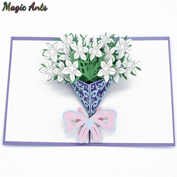 

букет из гардения цветов 3d pop up card подарок на день рождения с конвертом наклейки laser cut приглашение поздравительная открытка открытк