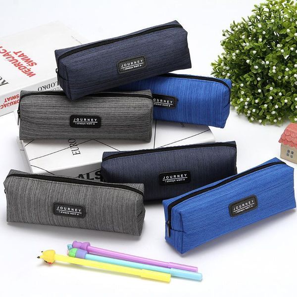 

1pc simple pen bag oxfordcloth pencil-box box pencil case grey blue pencil bag boy stationery school supplies1