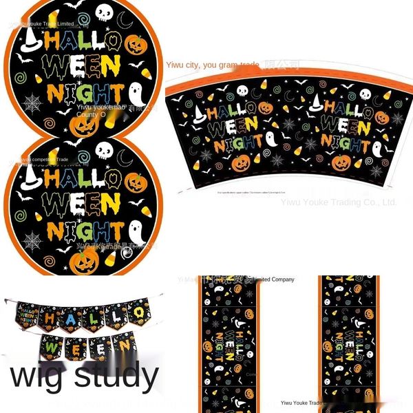 

y1xct ночь хэллоуина хэллоуин скатерть баннер декоративные принадлежности бумажные бумага trayfork ложка набор соответствия чашка trayand sp