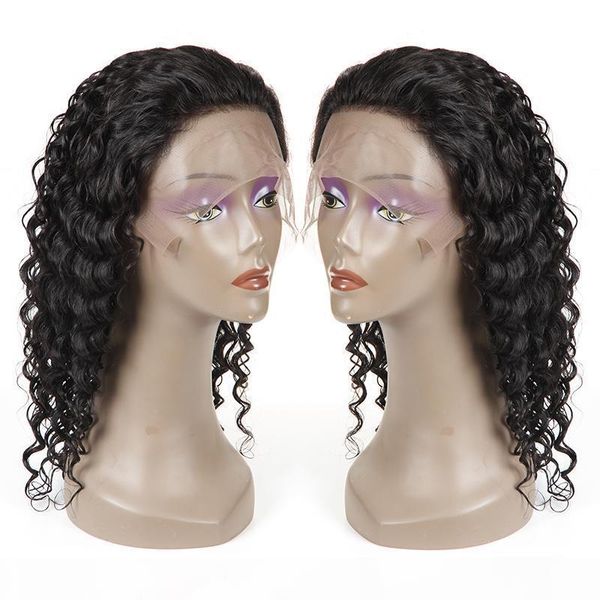 

brazilian virgin hair deep wave human hair lace front wigs human hair vendors wigs wholesale, Black;brown