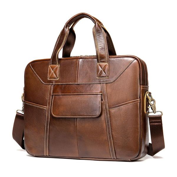 

brand men's briefcase genuine leather messenger bag 15' lapbag men's briefcases office business tote for document