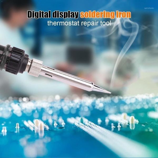 

80w soldering iron lcd digital display temperature repair set 200v station welding eu rework kit solder adjustable iron ele i0l51