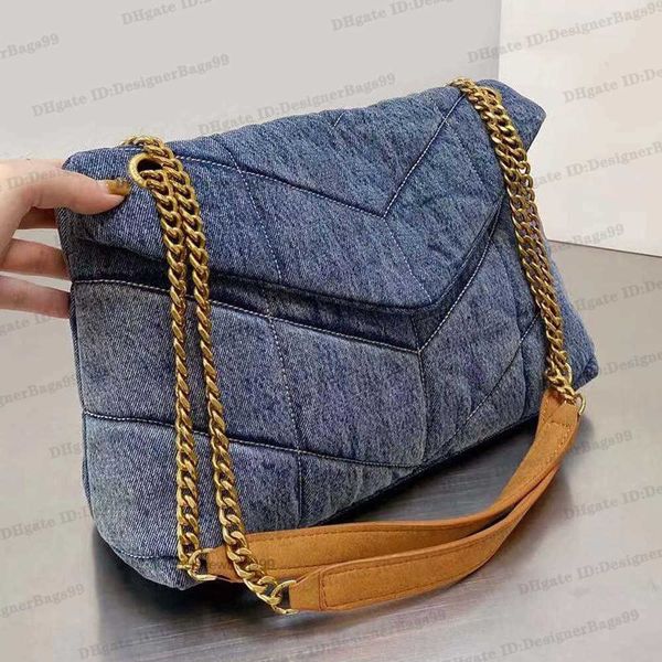 

designers women washed denim bag loulou puffer fashion classic jeans shoulder messenger shopping bags luxury designer handbag purs308p