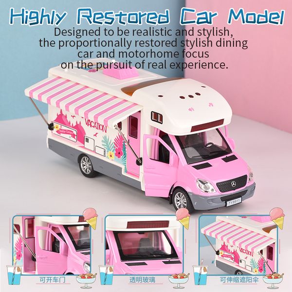 

alloy motor caravan travel tour car camper motorhome recreational vehicle rv trailer play house baby toys kid christmas gifts