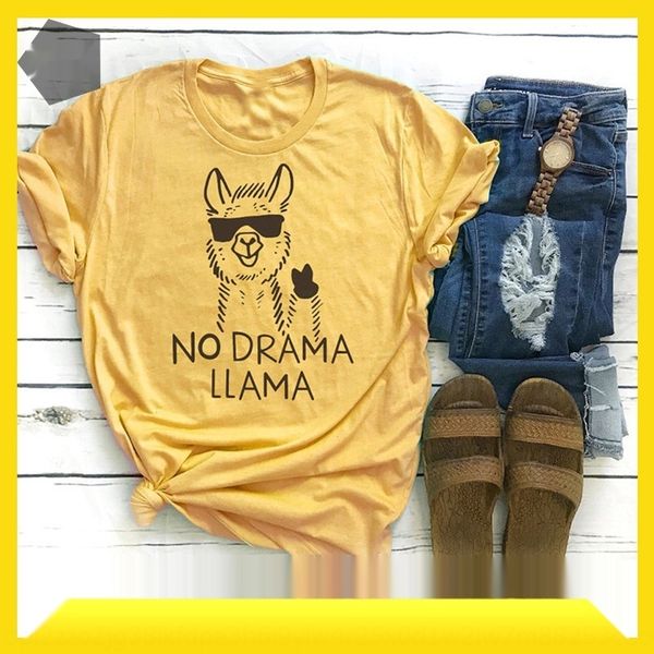 

selling no drama llama letter casual short sleeve selling women's no drama t-shirt llama letter casual women's short sleeve t-shir, White