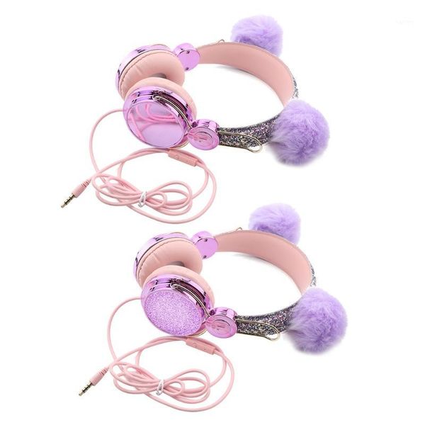

kids plush cat ears usb 3.5mm wired stereo headset mobile computer universal hea axyf1