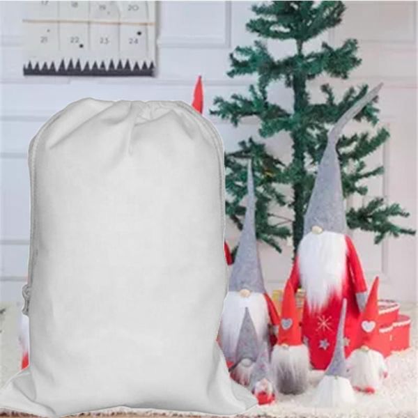 

50pcs/lot diy white blanks large santa gift bag christmas eve party candy storage sacks home supplies for children present sqceaw pp2006