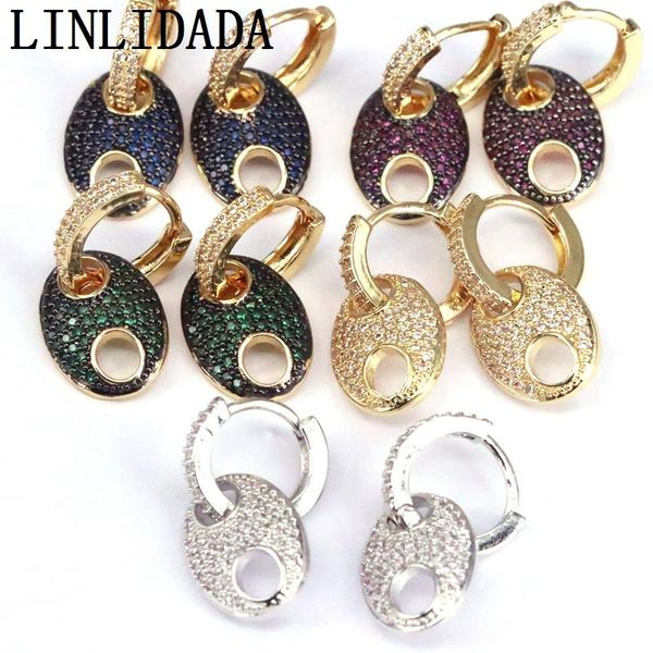 

dangle & chandelier 5pairs shiny colorful cz earrings crystal micro pave drop pig nose shaped charm women jewelry, Silver