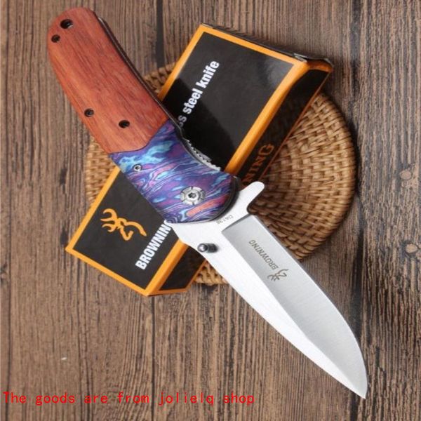 

high handle wooden browning wholesaler folding da138 quality knife camping hunting survival knife clasp tools outdoor folding gift qynf 05