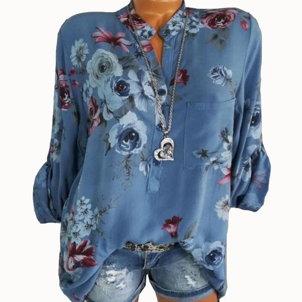 

women's blouses & shirts summer women 2021 autumn elegant long sleeve print v-neck chiffon blouse blusa casual loose plus size 5xl, White