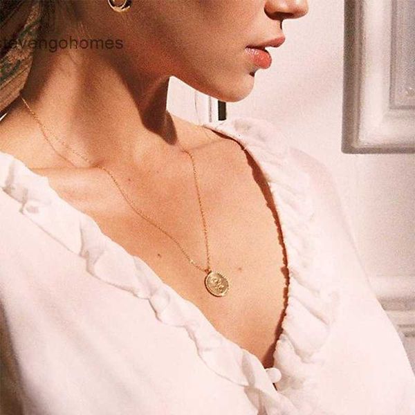 

personality necklace rose coin jewelry women's fashion simple popular sweater chain, Silver