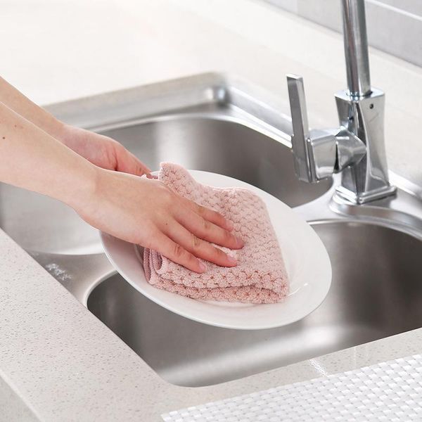 

3colors absorbent microfiber kitchen towel cleaning cloth hangable coral fleece dish dish cloth rag tools gadgets tela household h qyliuz