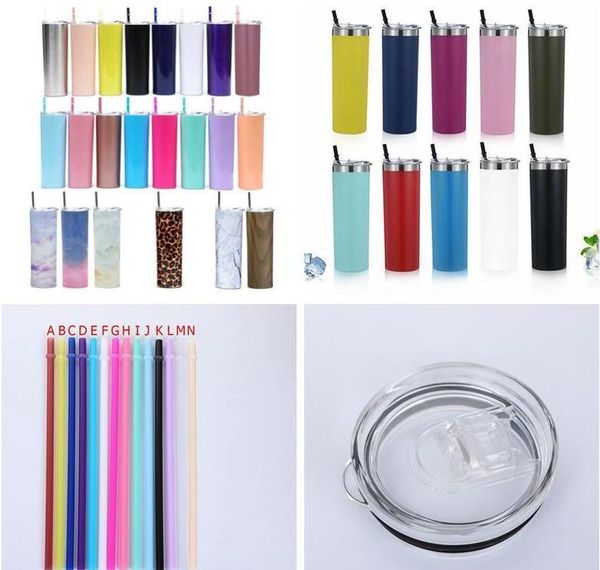 

20oz skinny tumbler stainless steel vacuum insulated straight cup coffee mug glasses with lids and straw beer mugs with sea shippin