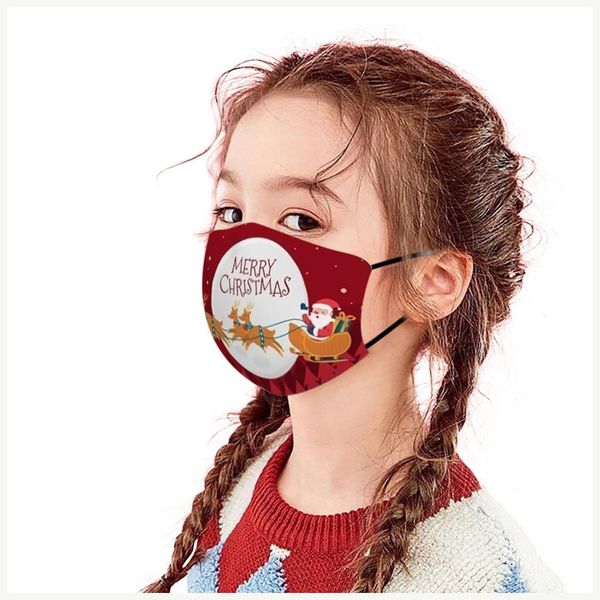 

1pc face mask child christmas fabric facial mask print breathable reusable washable protective mouth caps washable fast shipping wmtjsd