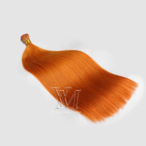 

vmae 11a i tip organge blonde 100g indian hair straight keratin stick double drawn remy virgin pre bonded human hair extensions, Black