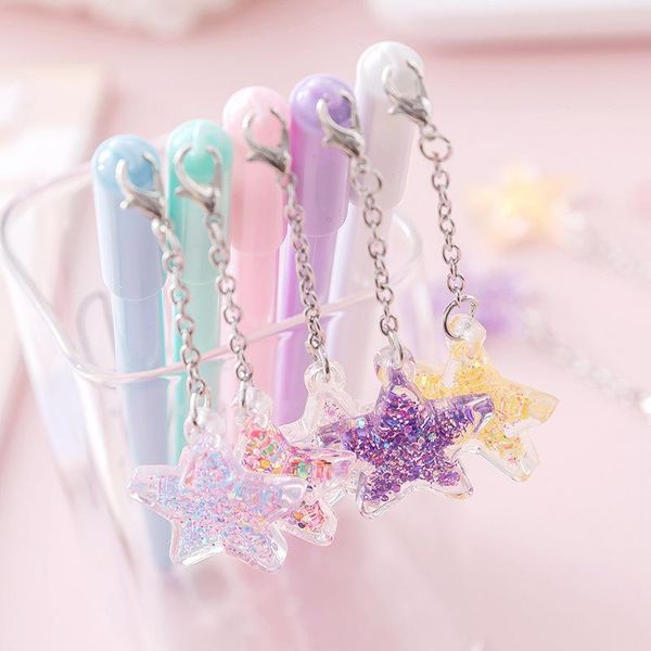 

gel pens 40 pcs/lot kawaii star pendant pen cute 0.5mm black ink signature office school writing supplies gift