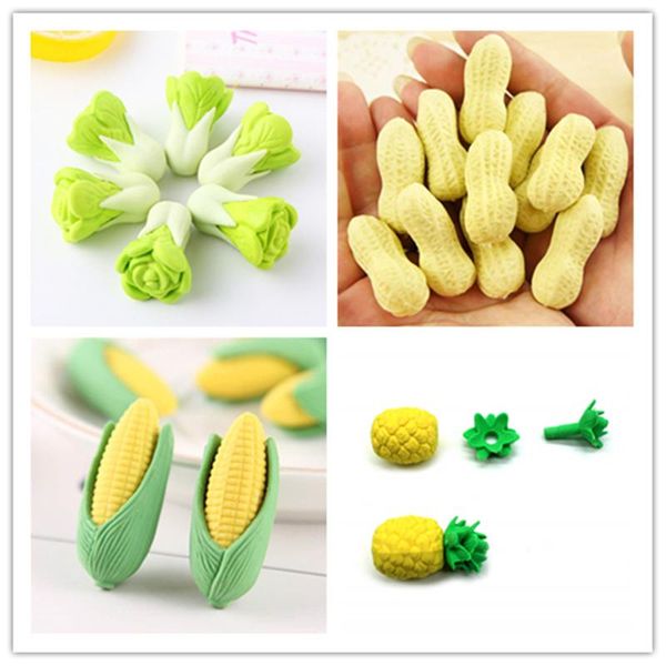 

2 шт. лот овощей капуста сосна кукурузные карандаши ластика резина для детей подарки не токсичный безопасный материал детей подарок h bbykns