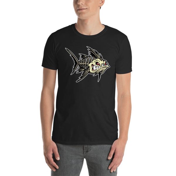 

angry fish bones cartoon fishing skull skeleton bone scary t-shirt shirt homme plus size tee shirt sport hooded sweatshirt hoodie