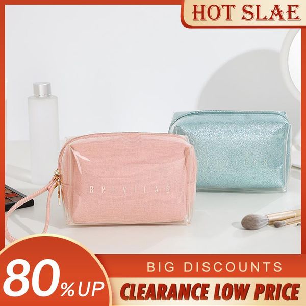 

Brivilas TPU Cosmetic Bag Toiletry Women Transparent Waterproof Wash Bag Make Up Female Travel Beautician Makeup Case New