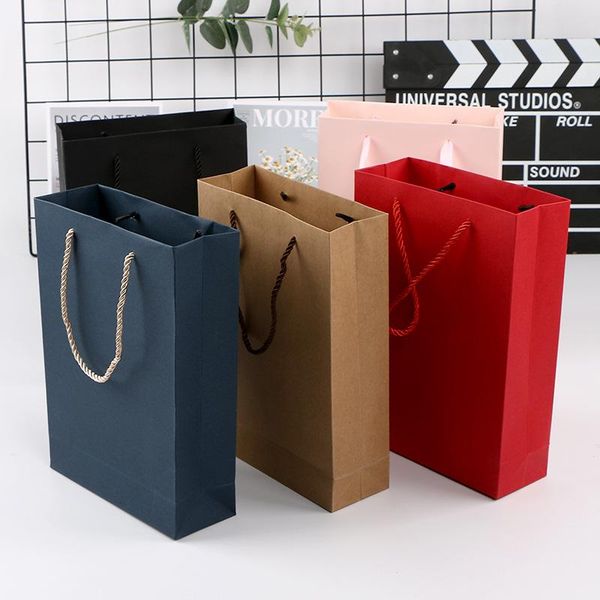 

gift wrap 10pcs vertical version simple kraft paper bag solid candy box with handle wedding birthday party package