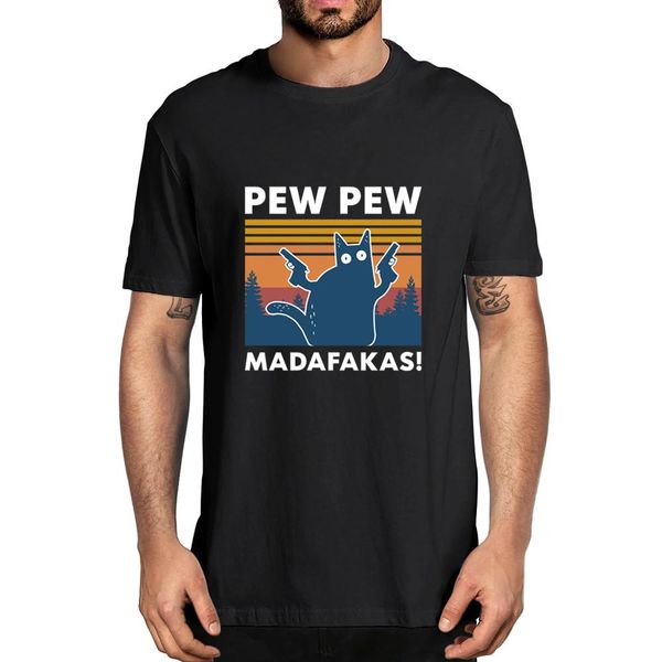 

pew pew madafakas футболка новизна забавный кот урожай crew neck мужская футболка смешные рубашка юмор спорта толстовка с капюшоном толстовк