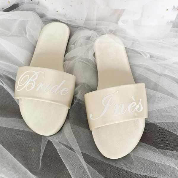 

custom any text language satin slippers wedding proposal gift for bride bridesmaid girlfriend mom sister party gifts 1pairs1