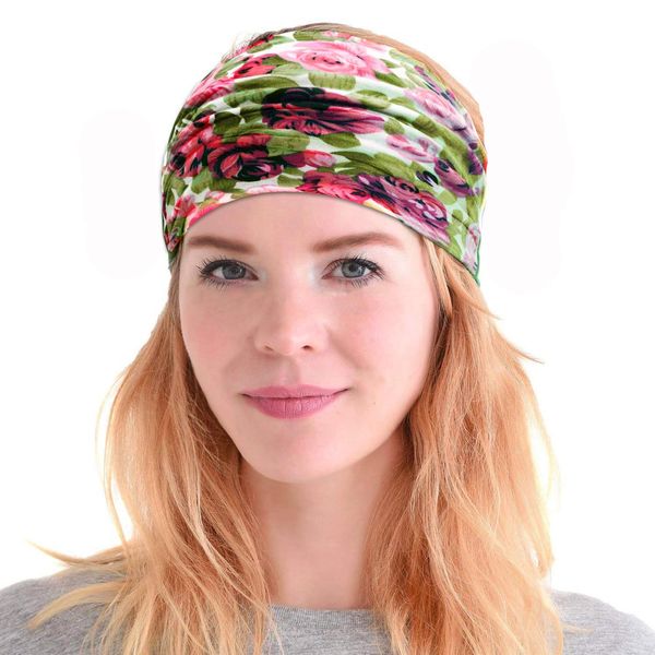 

designer headband ethnic floral hair band printed width head bands retro sports yoga bandanas hair accessories 45 design optional, Slivery;white