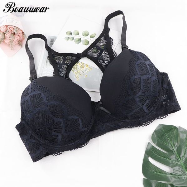 Beauwear Big Breast Mulheres Bra Unlined Não-acolchoado Sexy Lace Cobertura Cobertura Completa Plus Size Dd DDD E F 44 46 48 50 52 54 201202