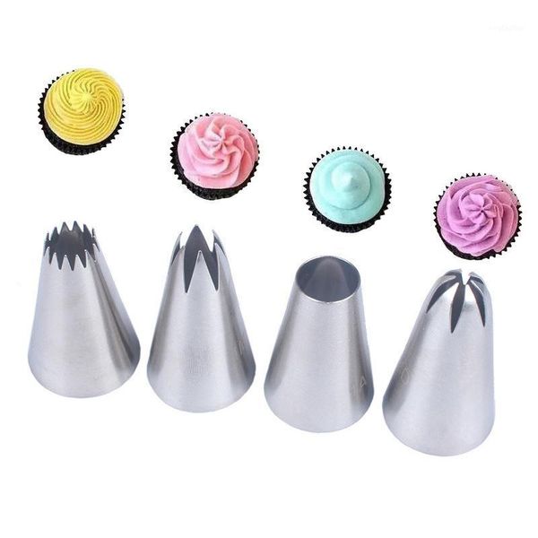 

baking & pastry tools 4pcs/set multi purpose fondant decor cakes decoration set cookies supplies stainless steel nozzle silver1
