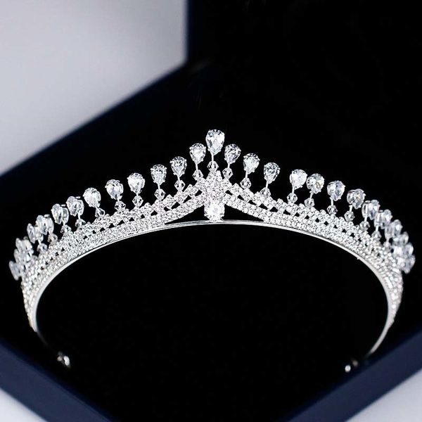 

forseven women rhinestone zircon queen bride crown and tiaras bridal diadem wedding party headpiece hair jewelry ornaments jl y200409, Slivery;golden