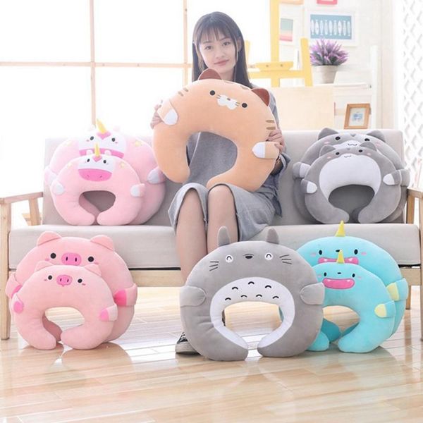 

1pcs u-shaped plush pillow travel pillow cartoon animal car headrest dolls