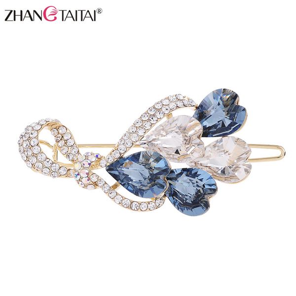 

100% real luxury austrian rhinestone women hair clip simple design crystal hair pin wedding accessories pince cheveux femme, Golden;silver