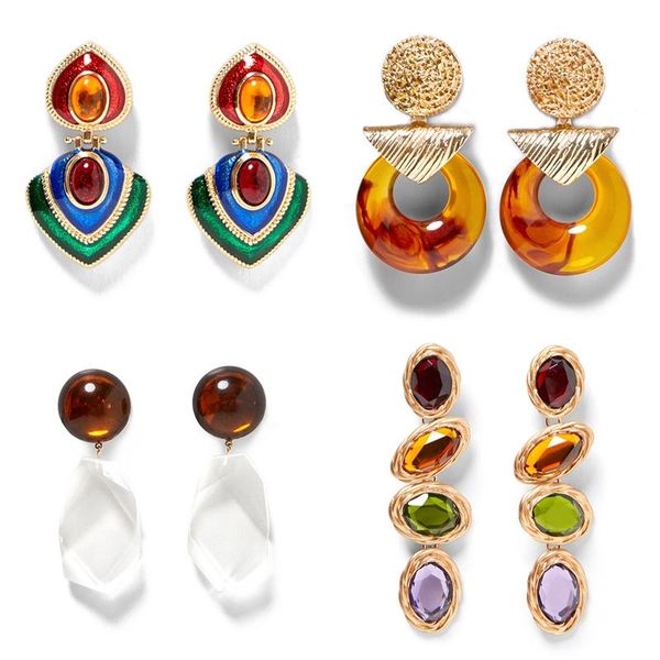 

jujia brand statement resin earring trendy jewelry elegant long shiny rsine earrings for women transparent earrings, Silver