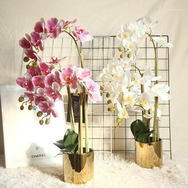 

decorative flowers & wreaths large latex 3d printing orchids white artificial hand feel simulation orchid flower for home wedding decoration