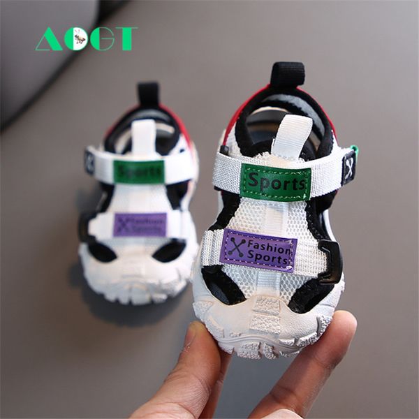 

aogt 2020 summer baby shoes newborn toddler sandals fashion breathable anti-slip anti-collision boy infant beach sandals 1005, Black;red